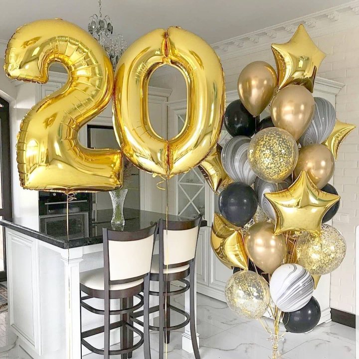 Фольгированный шар Золотая Цифра в Волжские