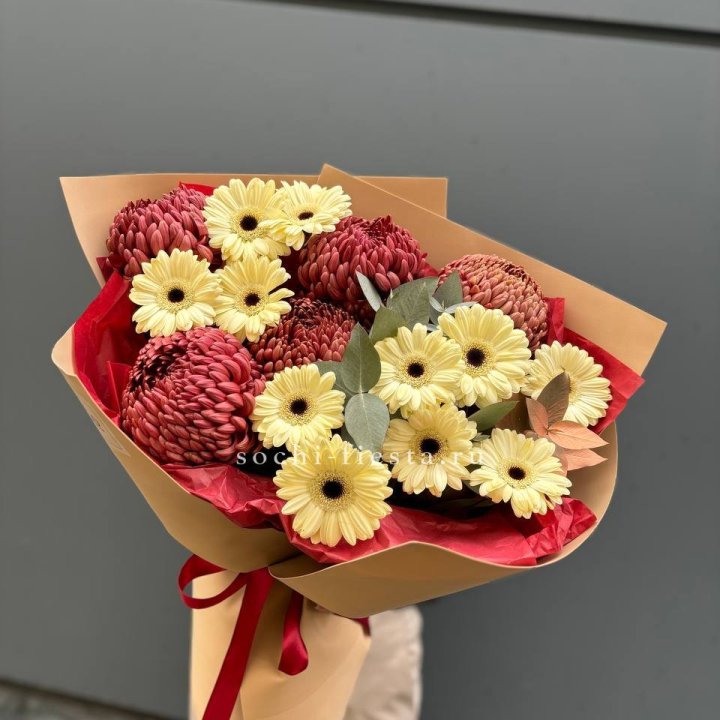 Букет гербер и хризантем Бигуди в Волжские