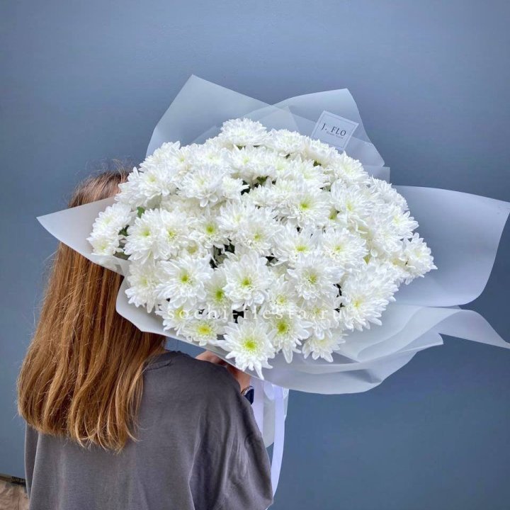 Букет хризантем "Белая снежинка" в Волжские