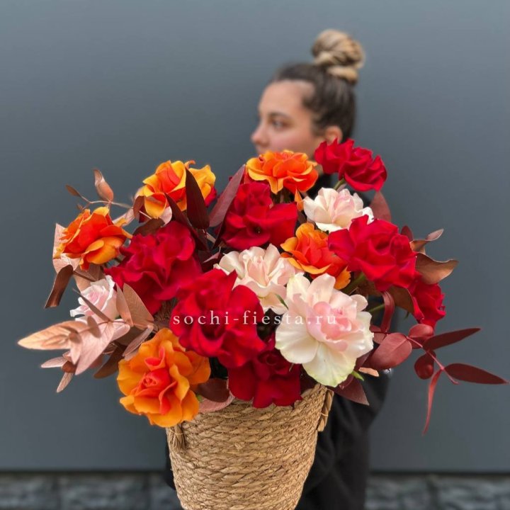 Авторский бокс "Роксана" в джутовом кашпо в Волжские