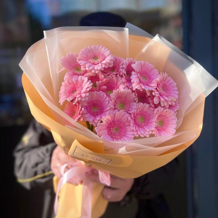 17 розовых гербер  в Волжские