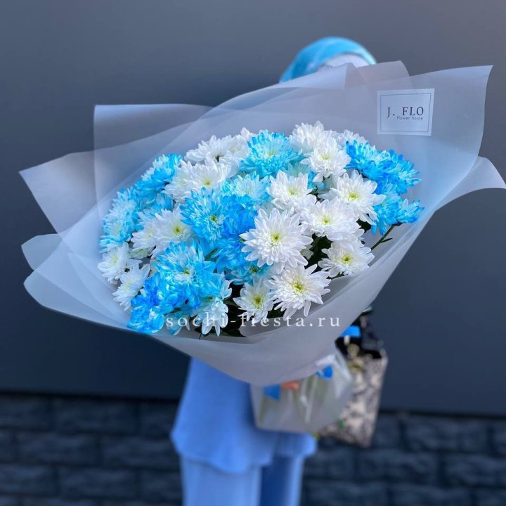 Букет хризантем "Голубая снежинка" в Волжские