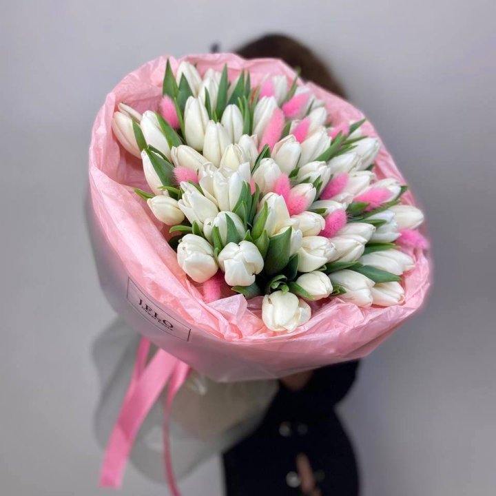 51 белый тюльпан "Рози" в Волжские