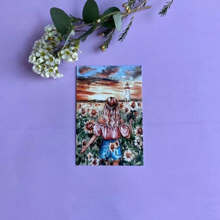 Открытка к букету "Подсолнух" в Волжские