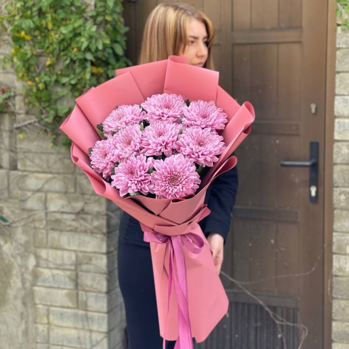 Букет хризантем розовый в Волжские