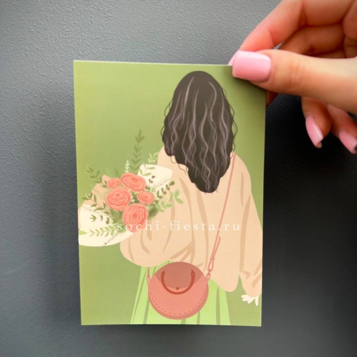 Открытка к букету "Потрясающая девушка" в Волжские