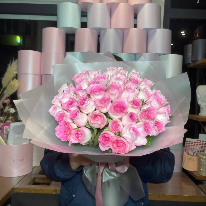  51 розовых роз в Волжские