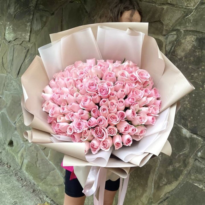 101 нежно-розовая роза Каролина  в Волжские