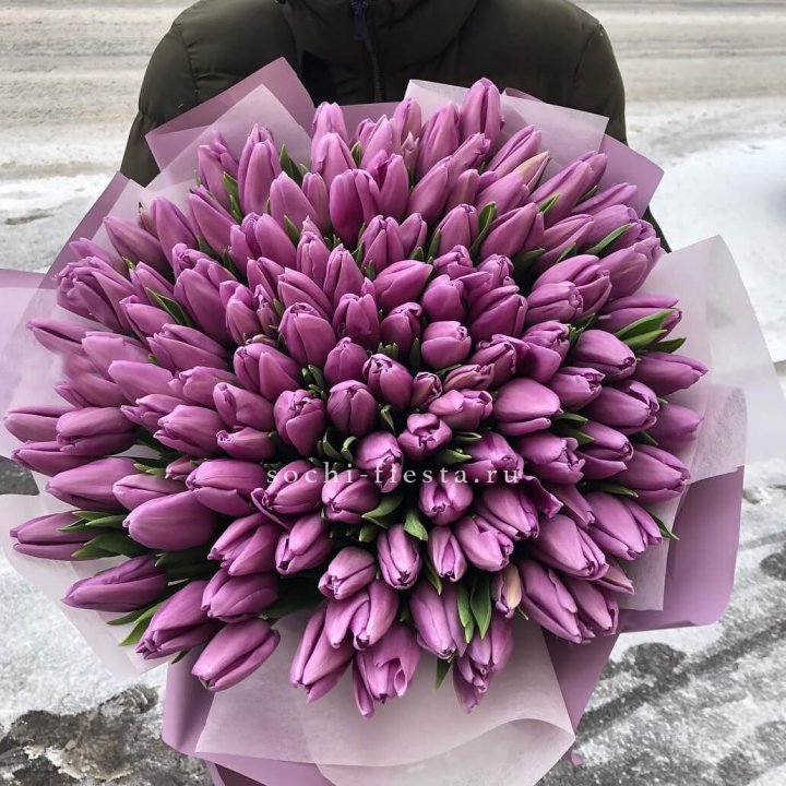 101 сиреневый тюльпан в Волжские